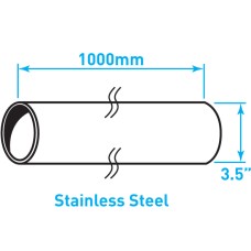 Exhaust Steel Tube Straight , Stainless Steel - 3.5" x 1m